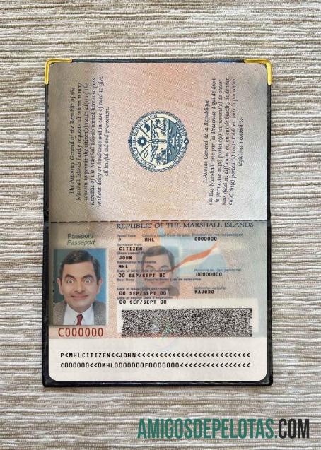 Visual fotográfico do passe das Ilhas Marshall exemplo real